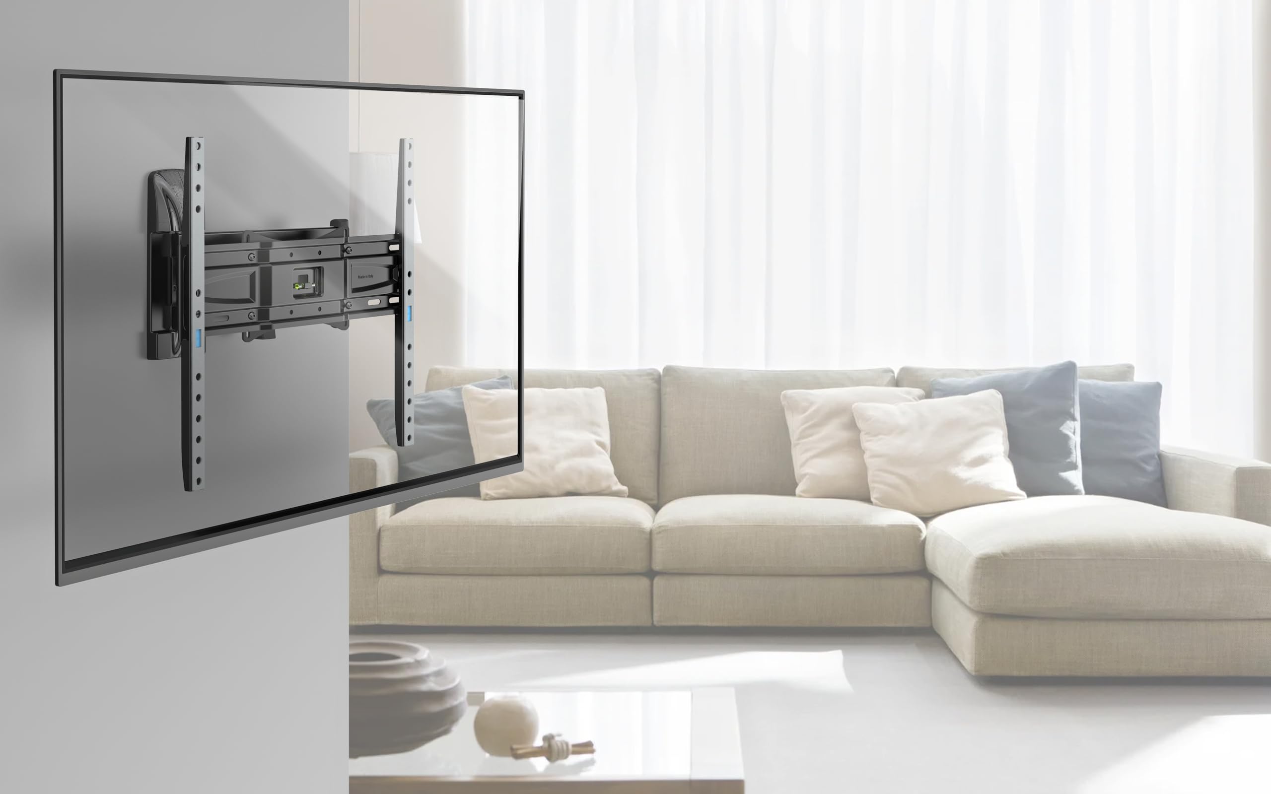 Meliconi Slimstyle Plus 400 SDR, Supporto TV Parete 40''-82'' VESA 200-300-400, Portata Max 30g, Rotazione orizzontale ±90° e Verticale +10°/-5°, Fast Block System e Easy Fix Up & Down, Made in Italy