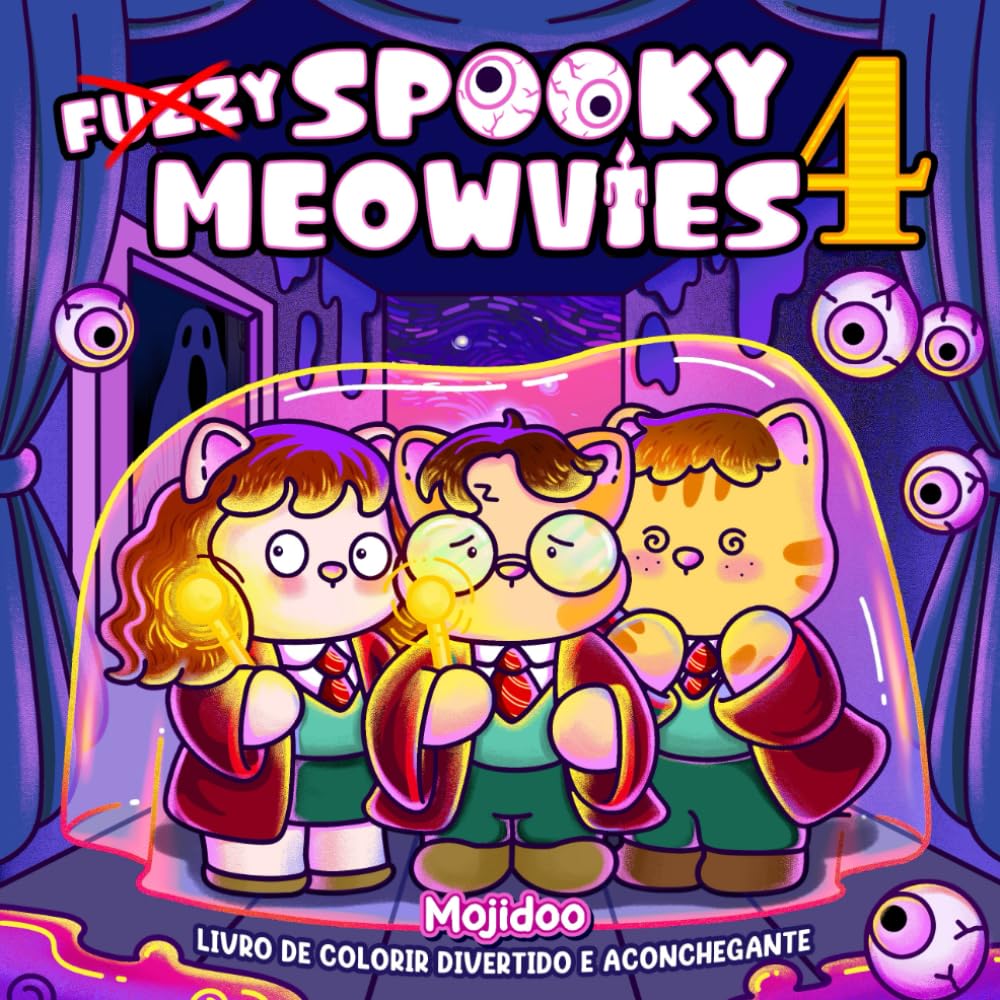 Spooky Meowvies: Livro de Colorir Aconchegante e Fofo para Adultos e Adolescentes com Gatos Amigos Assustadores e Felpudos em Cenas Inspiradas em Filmes