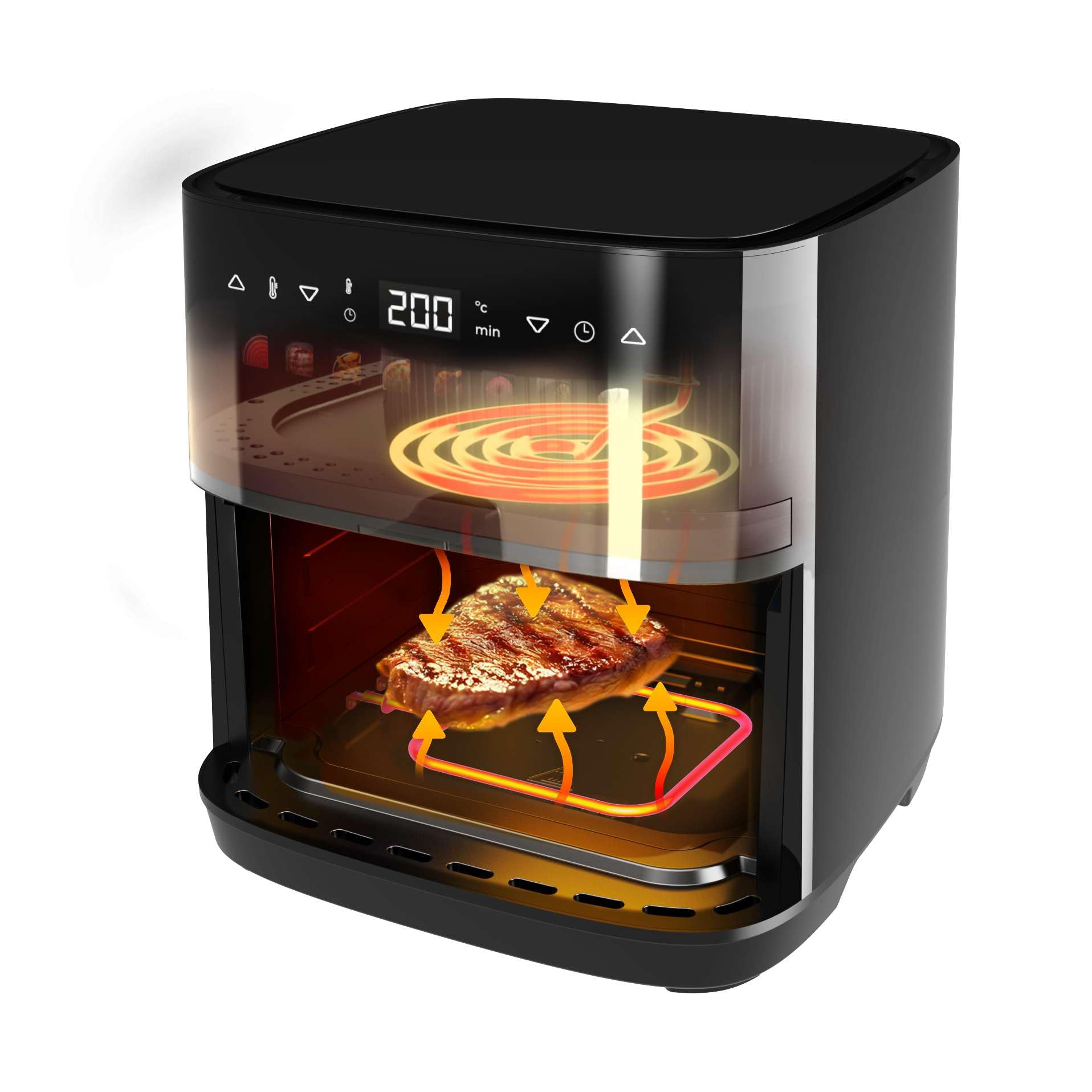 Cecotec Frytkownica powietrzna 8 l z podwójnym grillem, Air Fryer, Cecofry&Grill Duoheat 8000. 2200 W, doskonały smak złota i grilla w mięsie, temperatura 80-200°C, 8 menu i okna