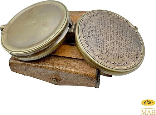 Miniatura 8 de Brújula de latón antiguo – Poema grabado de Robert Frost, regalo inspirador para niños y niñas, comunión católica cristiana, confirmación,