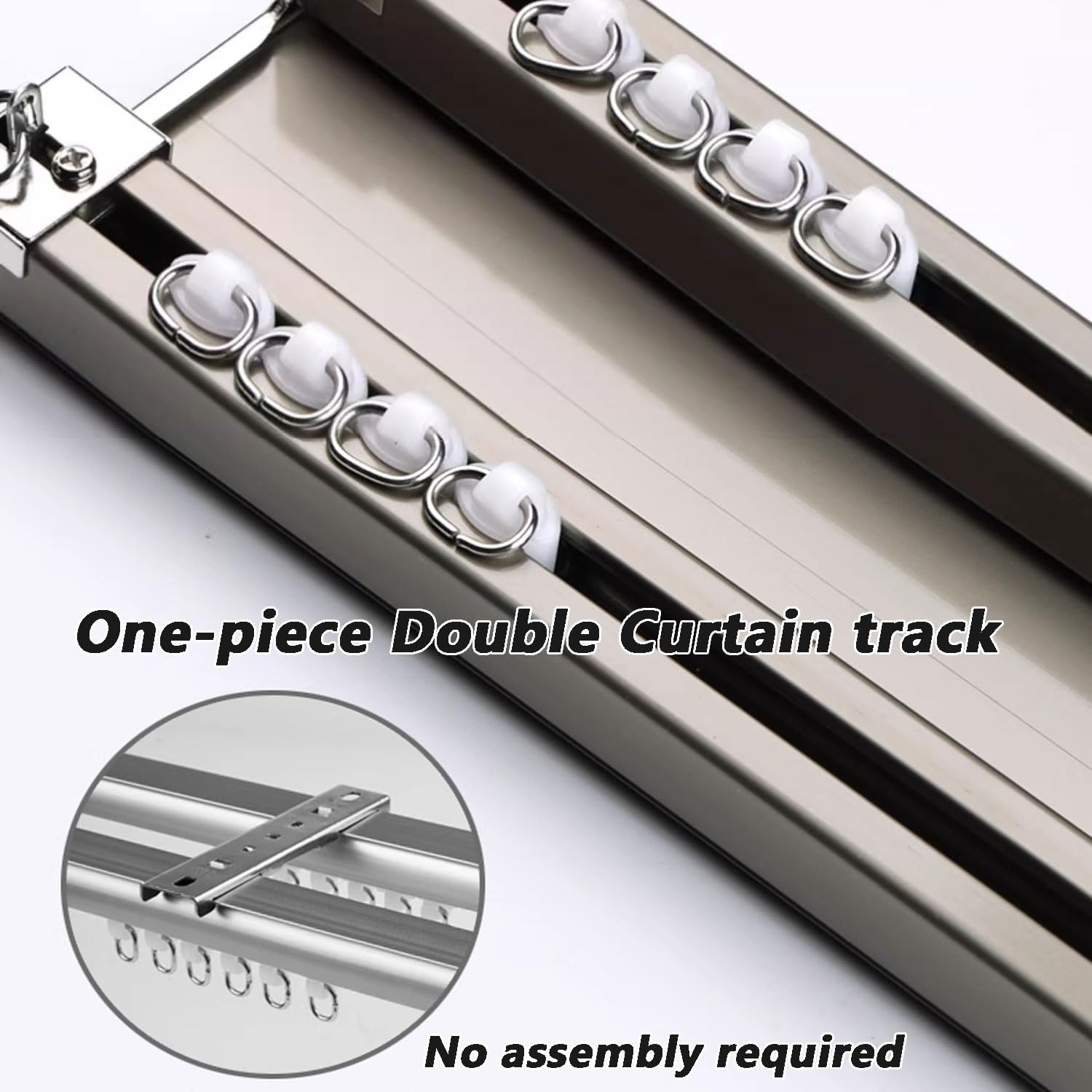 Double Curtain Rods With Mute Rollers Double Track Curtain Rail Room Divider Easy Install Ceiling Mount For Living Room Bedroom Office(White,2.8m/9.2ft)