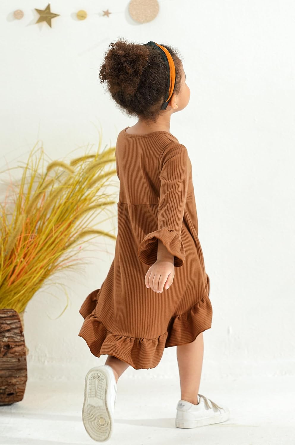 YOUNGER TREE Toddler Baby Girls Fall Clothing Solid Cotton Pit Irregular Skirt Winter Dress Long Sleeve Skirt Outfits - Image 3