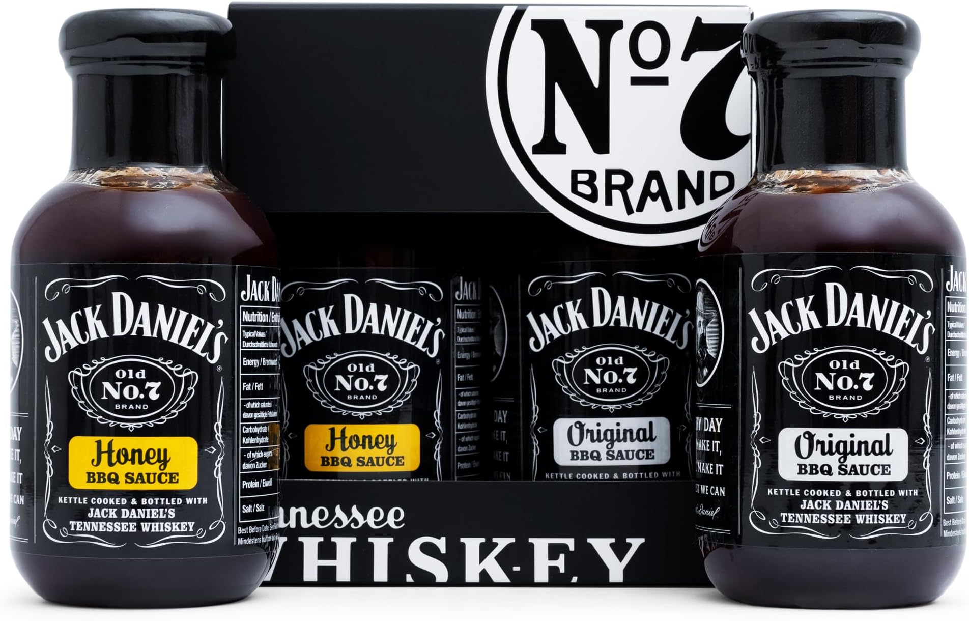 Jack Daniels BBQ Sauce Gift Set, 1x Honey, 1x Original BBQ Sauce Tennessee Wh...