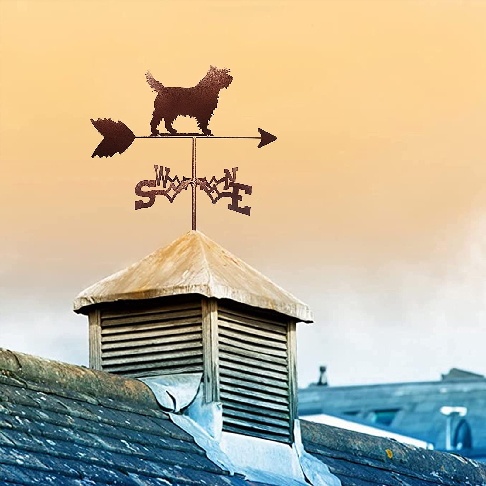 Amazon.co.jp: 装飾 風見鶏 ケアンテリア シルエット 風見鶏 犬の形 ステンレススチール 風見鶏 風見鶏 方向指示器 庭の杭 アート装飾  パティオ庭飾り用 : ホーム＆キッチン シルエット犬動物風見鶏、屋根方向表示風見鶏装飾アクセサリー、小屋、庭、パティオの装飾、ボーダーコリー