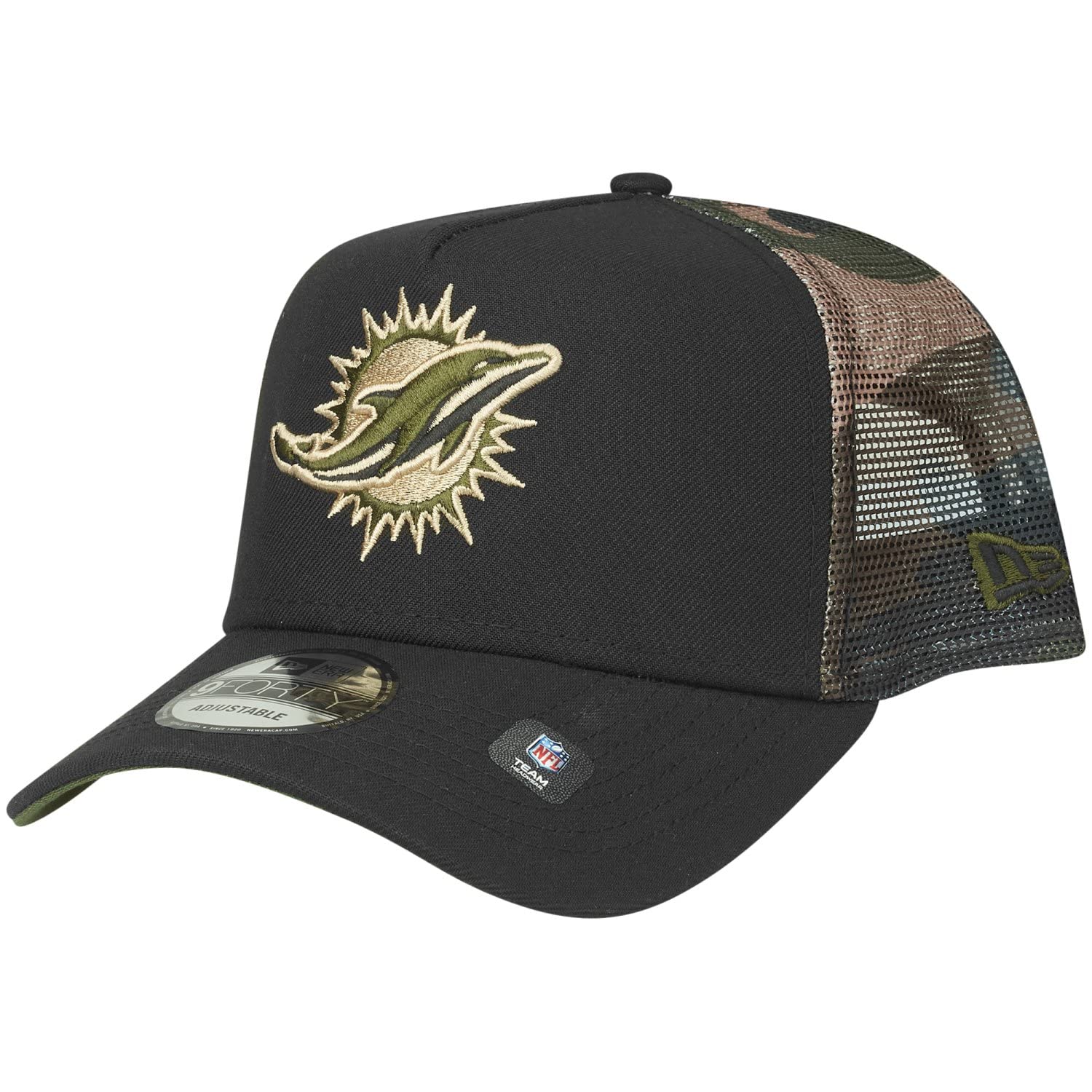New Era Unisex Miami Dolphins Snapback Trucker Cap - Wood Camo - One Size