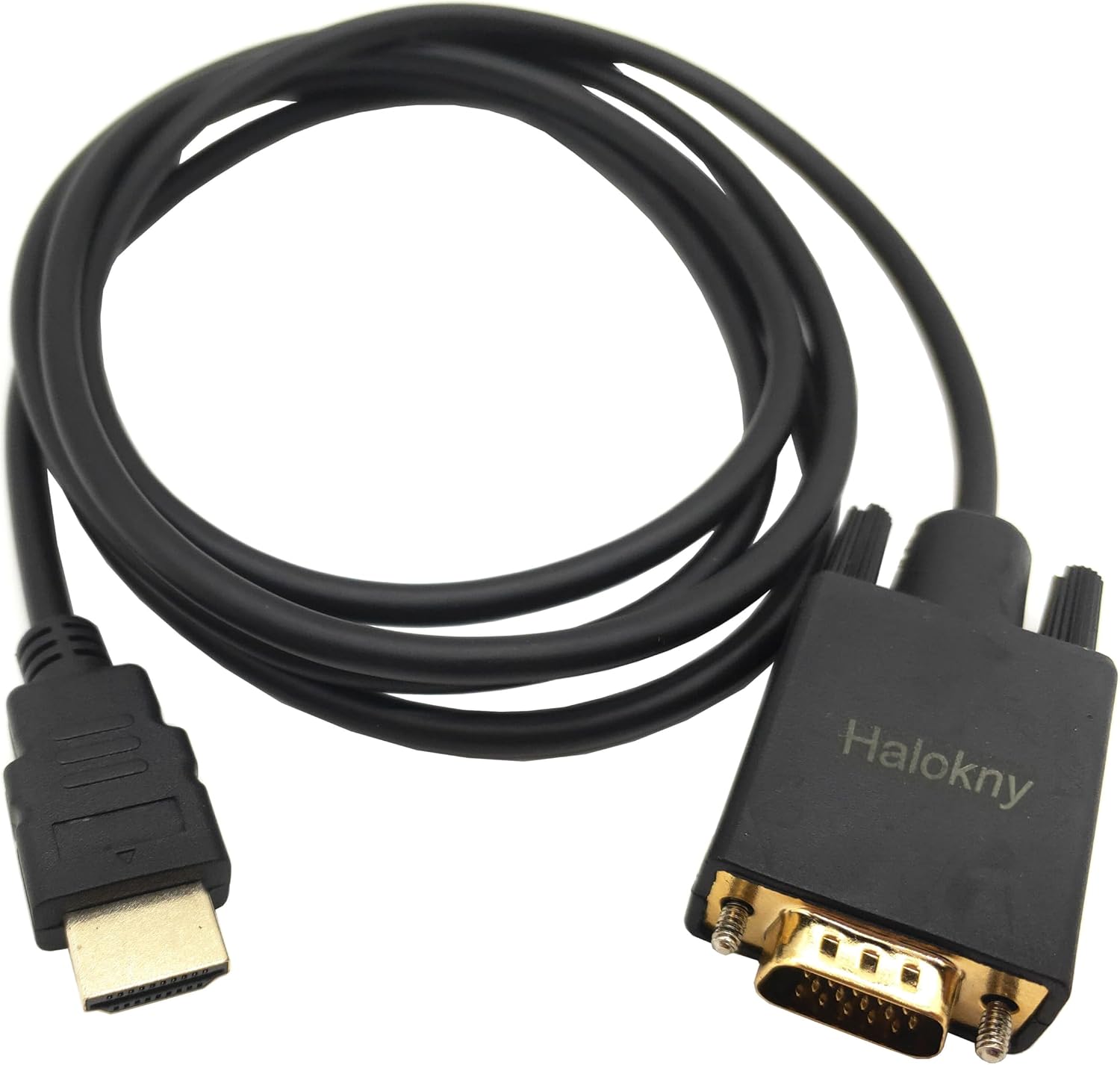 HDMI to VGA Adapter Cable, 6ft/1.8m Gold-Plated 1080P HDMI Male to VGA Male Active Video Converter Cord Support Notebook PC DVD Player Laptop HDTV to D-SUB HD 15 Pin VGA Monitors Projector