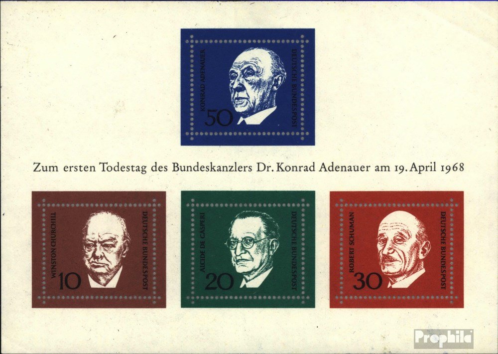 FRD (FR.Germany) block4 (complete.issue.) 1968 Adenauer (Stamps for collectors)