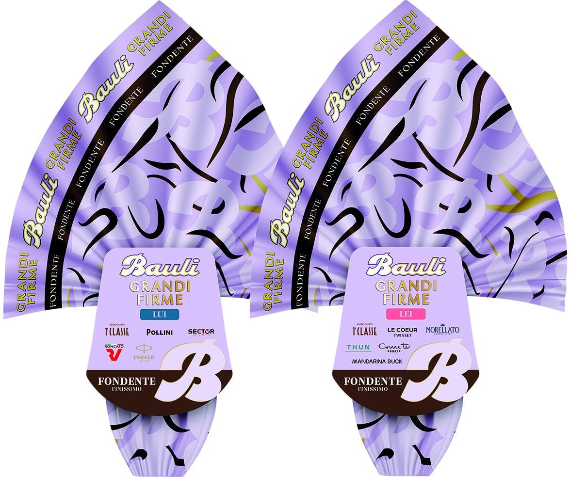 Bauli Uovo Grandi Firme, Cioccolato al Latte, Cioccolato Bianco, Cioccolato Fondente, Edizione Lui e Lei, 365g (Lei, Cioccolato fondente)