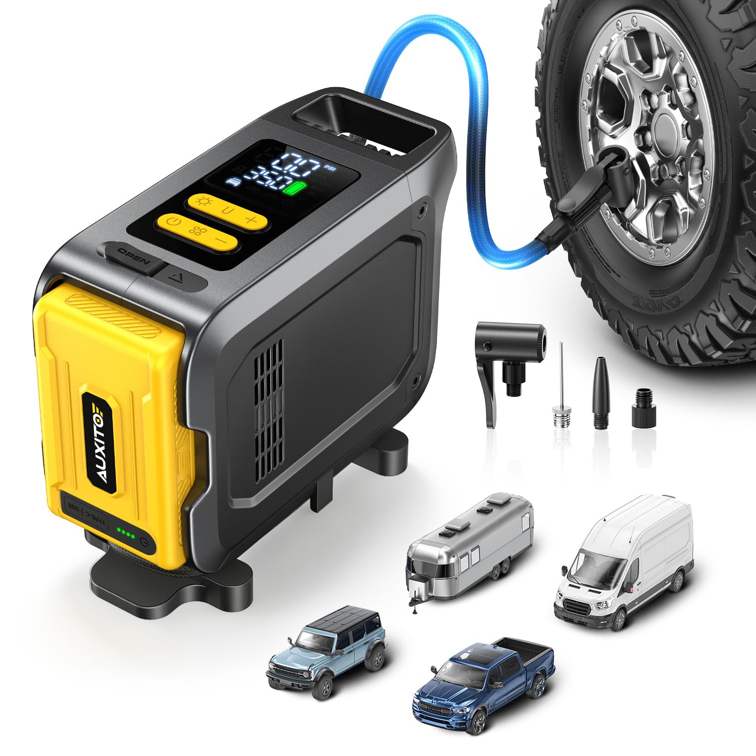 AUXITO AT1 best portable tire inflator for trucks for cordless pickup truck inflation