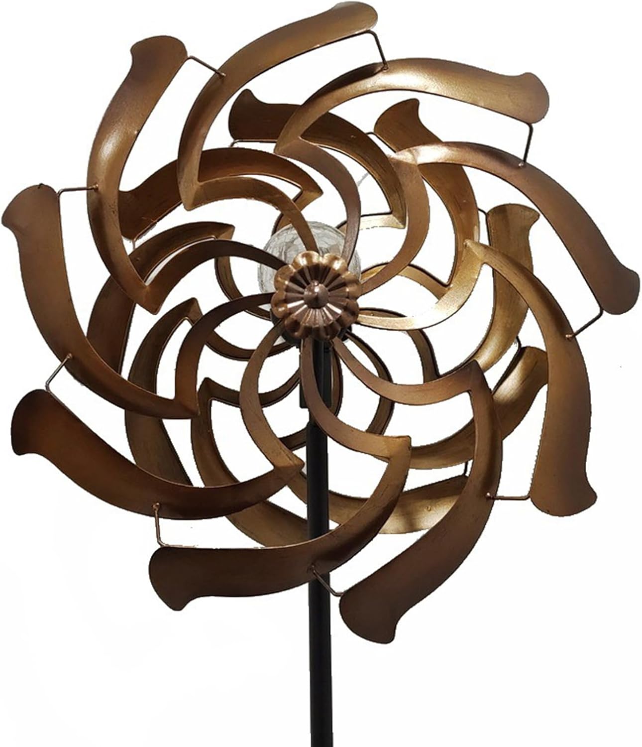 Solar Wind Spinner for Yard and Garden,Double Blade Wind Spinners Outdoor with Metal Stake,Metal Kinetic Wind Sculptures Windmill for Yard Lawn Garden Patio Decorations