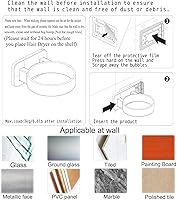 Vista 6 de Soporte para secador de pelo, soporte de baño para secador de pelo, soporte para herramientas de cuidado del cabello de montaje en pared