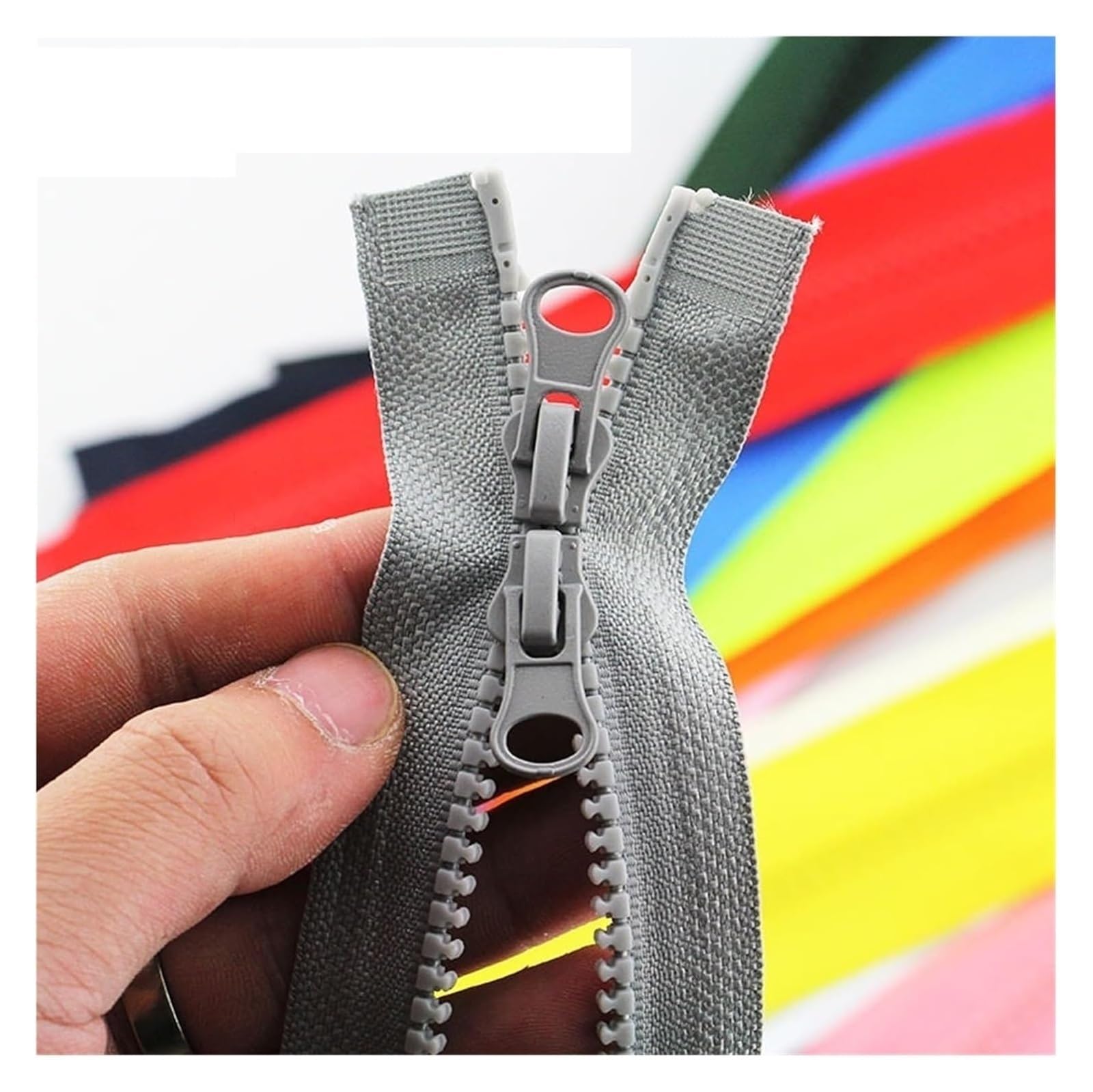 5 piezas 80/90/100/120/150 cm Cremallera doble con extremo abierto(Khaki,150CM5#)