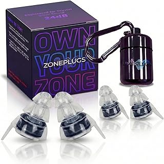 High Fidelity Concert Ear Plugs (2 Pairs) – 24dB Professional Noise Reduction for Musicians & Raves – Crystal Clear Sound Reusable Silicone Earplugs with Aluminum Carry Case – Black