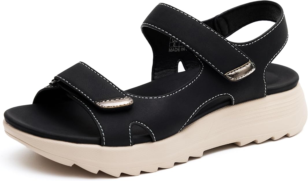Wondamo Womens Hiking Sandals Comfortable Lightweight Sport Outdoor Sandals with Arch Support Summer Athletic Walking shoes for Beach Sport Vacation