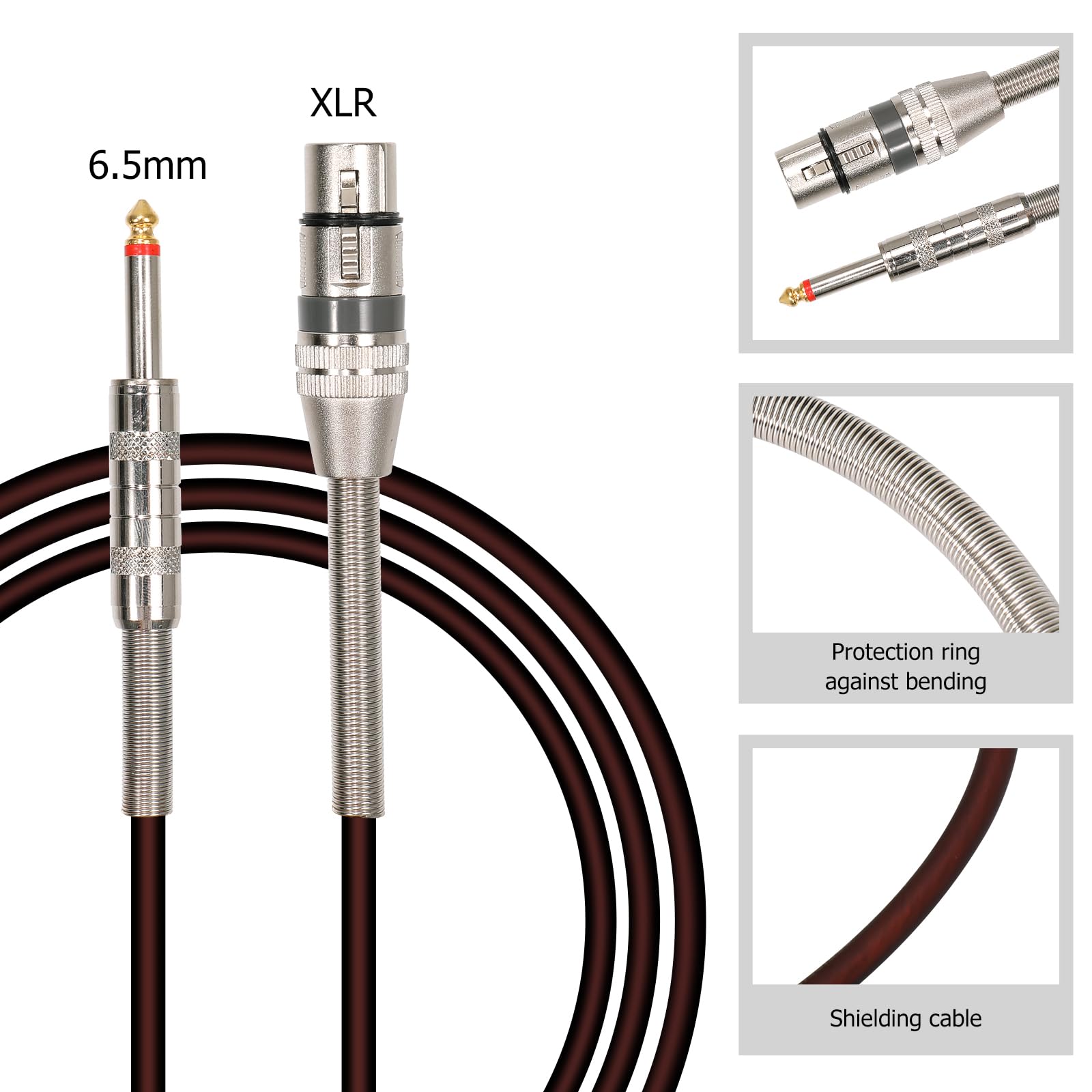 Dynamisches Kabelmikrofon mit 5m Kabel, Studiomikrofon, reines Kupferkabel, magnetischer Stummschalter, für Singen, Karaoke, Bühnenauftritt, Sprache (Grau, P6)