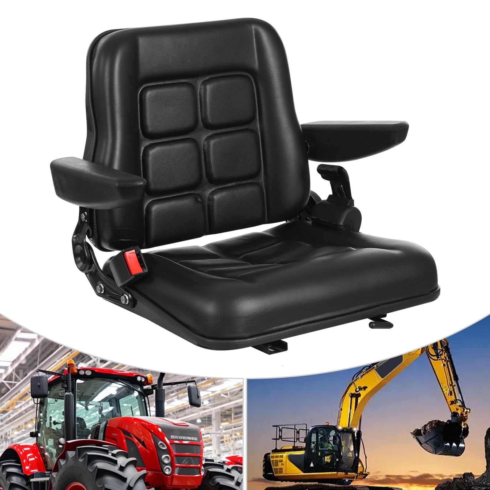 Asiento universal para tractor, asiento elevador para mayor comodidad y estabilidad en vehículos como UTVs y ATV con asiento y respaldo ajustables