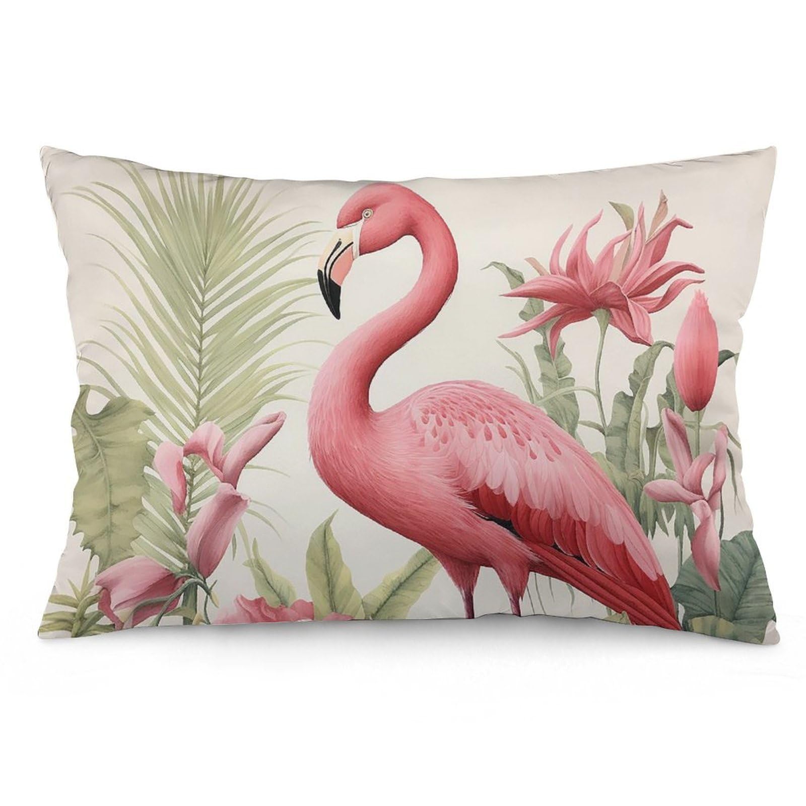 NTVOWPZO 2 Pack Decoration Throw Pillow Covers 12 "x20 Pillowcases Covers Flamingo and Leaves Pillowcases Modern Farmhouse Home Decor Sofa Cushions Covers for Couch Bed Living Room