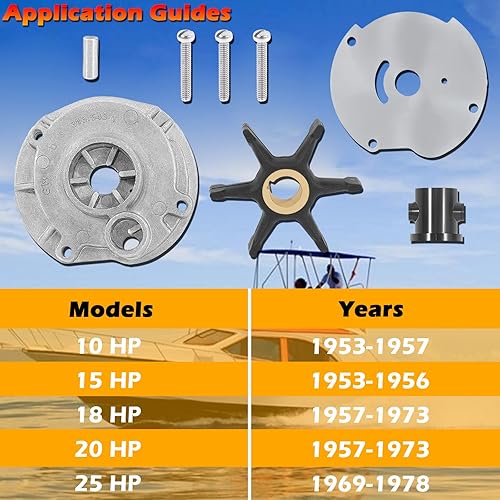 Miniatura 2 de Kit de impulsor de bomba de agua de actualización 0382468 382468 para Johnson Evinrude BRP OMC 10 15 18 20 25 HP, repuesto para carcasa OEM número