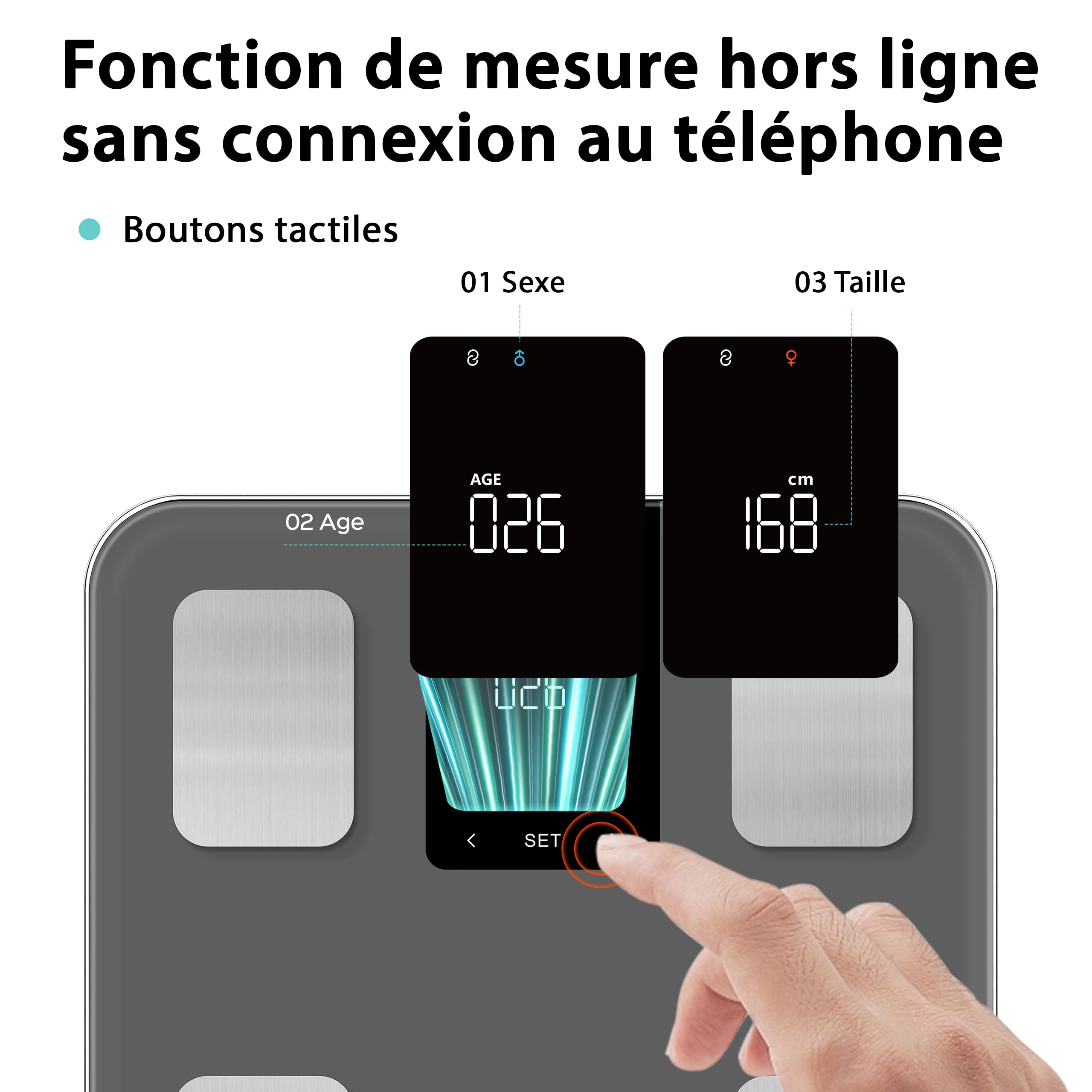 Pesa Persona Conectada MELTA. – Impedancia 15 Datos: IMC, Masa Grasa, Muscular, Visceral, Hueso – Bluetooth & Aplicación Gratuita – Sincronización Salud – Vidrio Templado – 180kg (GRIS)