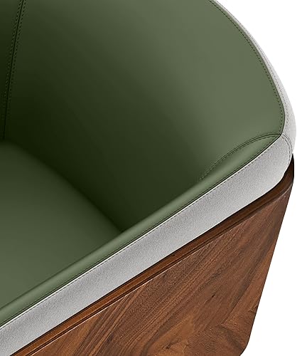 Miniatura 45 de ARTPLAN Uphoolsted - Silla de comedor moderna de mediados de siglo, piel sintética con nogal, silla con brazo acentuado, silla de estar con pies de