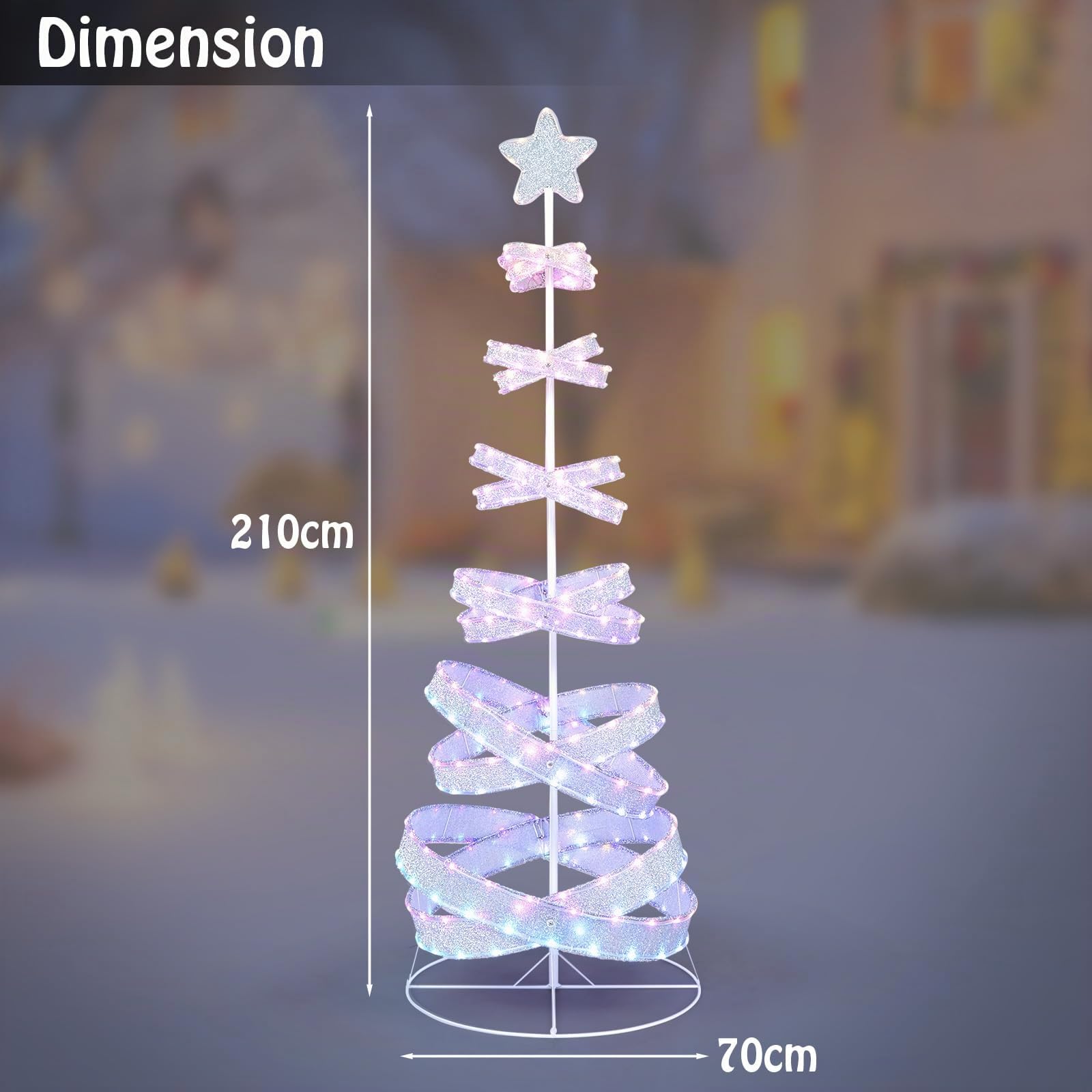 GOPLUS Sapin de Noël Lumineux 210CM Spirale pré-illuminé, Arbre Artificiel LED Blanc avec 341 lumières, 34 Modes d'Eclairage, Décoration de Noël en Intérieur et Extérieur