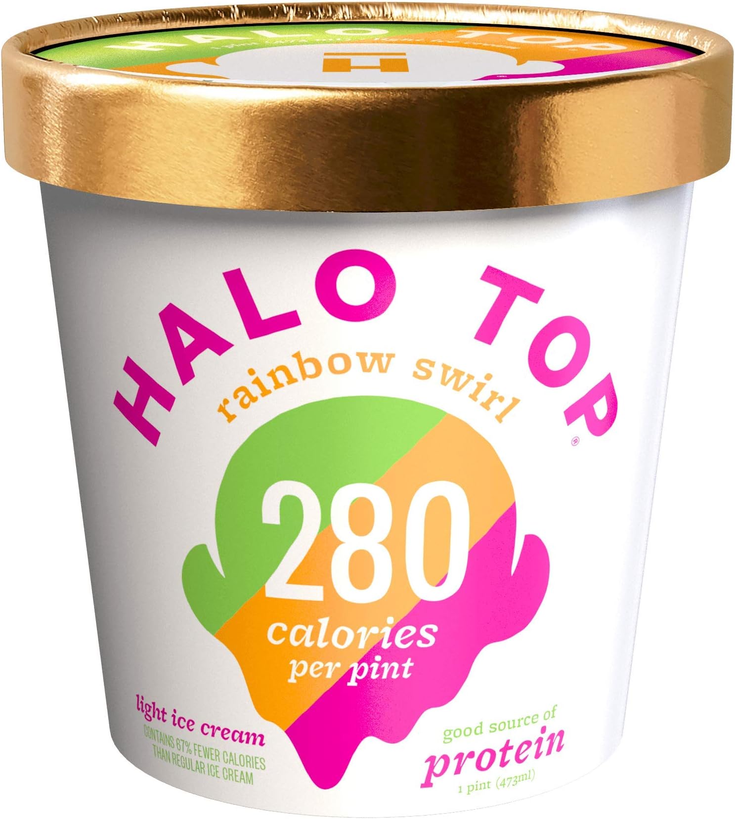 Halo Top, Rainbow Swirl Ice Cream, Pint (8 Count)