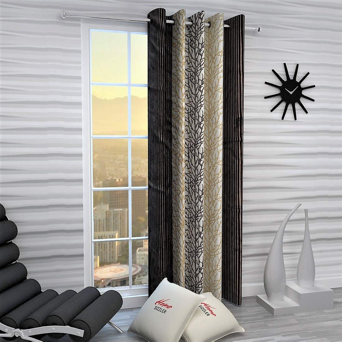 Home Sizzler 1 Piece Eyelet Polyester Door Curtain, 7ft, Brown