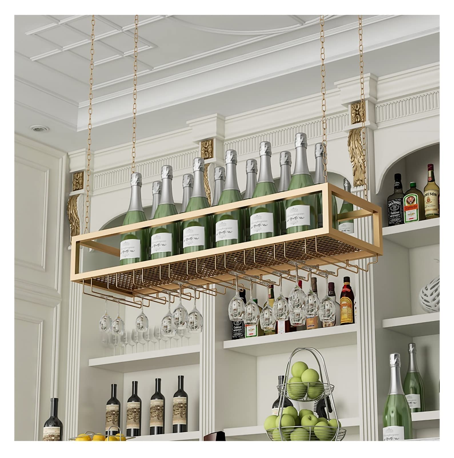 Étagère de plafond réglable DASHADAO porte-verre suspendu en fer style industriel