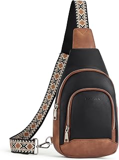 Women’s Leather Sling Bag and Crossbody Chest Purse for Travel