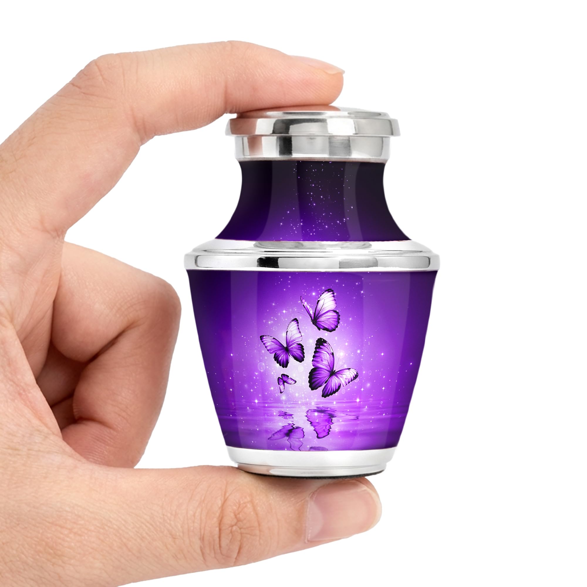 STONLIF Purple Butterfly Urn for Female – Small Keepsake Funeral Memorial Urn – Decorative Urn for Female – Mini Token to Share a Loved One’s Memory