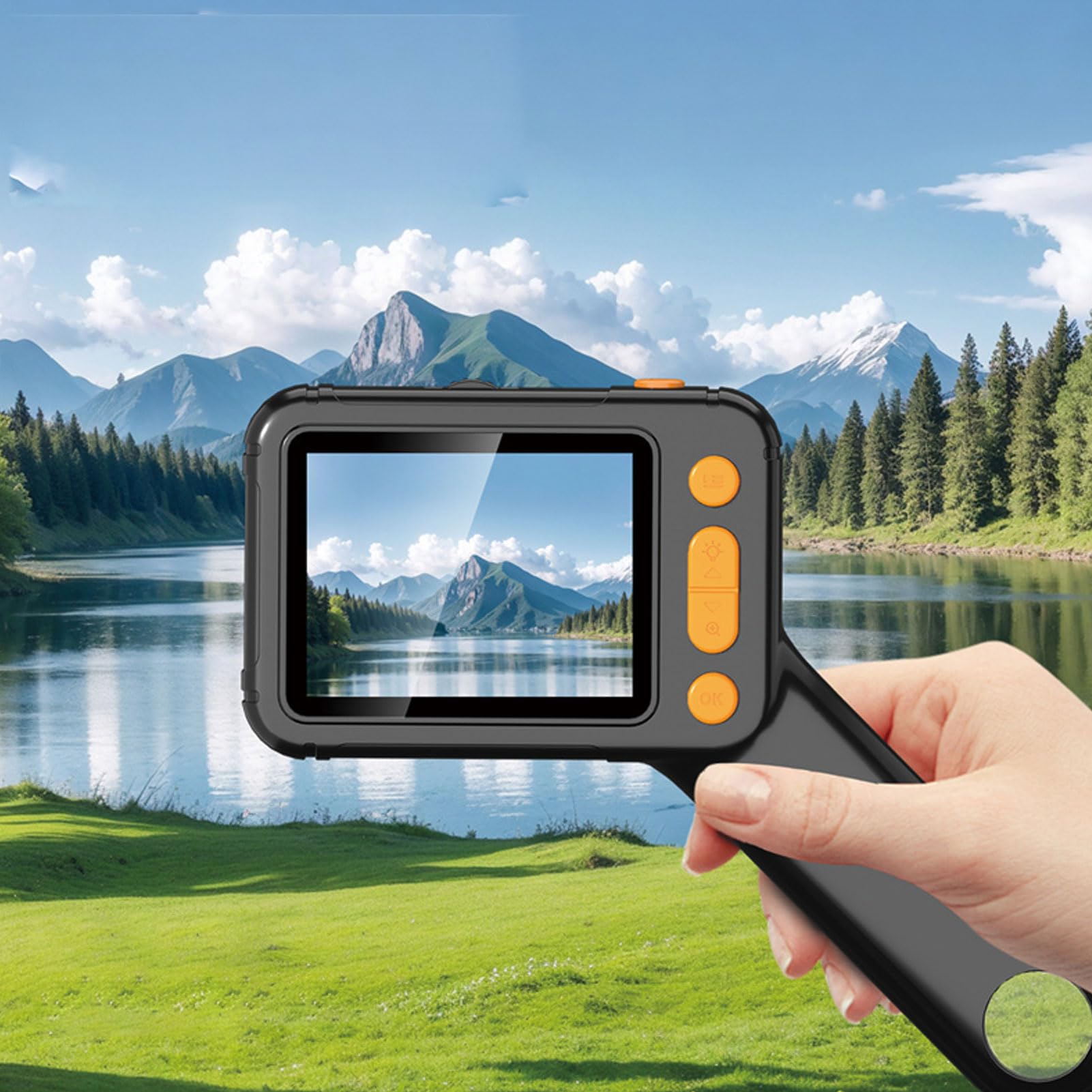 Jiawu Microscopio de Mano, Aumento de 1000x, Pantalla de 2,8 Pulgadas, 8 Luces LED, 3 Niveles de Brillo, Microscopio Digital de Bolsillo, Recargable con Conectividad de PC Tipo C para Monedas de