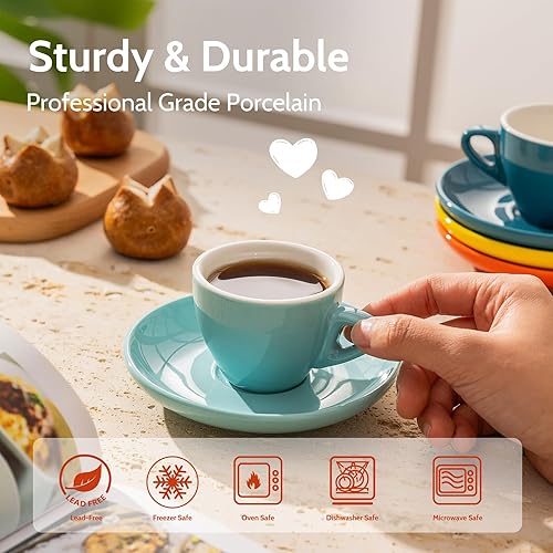 Vista 4 de Sweese - Tazas de porcelana con platillos (6 unidades), varios