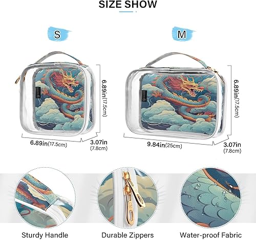 Miniatura 4 de Chinese Dragon on Clouds Clear Toiletry Bag for Traveling,2 Pack Makeup Cosmetic Bag with Zipper,Travel Bag for Toiletries,Travel Essentials 21215267