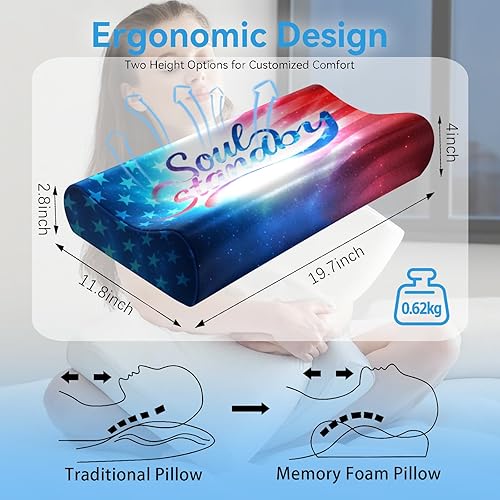 Miniatura 2 de Almohada de espuma viscoelástica, almohada ortopédica cervical con contorno de cuello para dormir de lado, espalda, estómago, diseño ergonómico para
