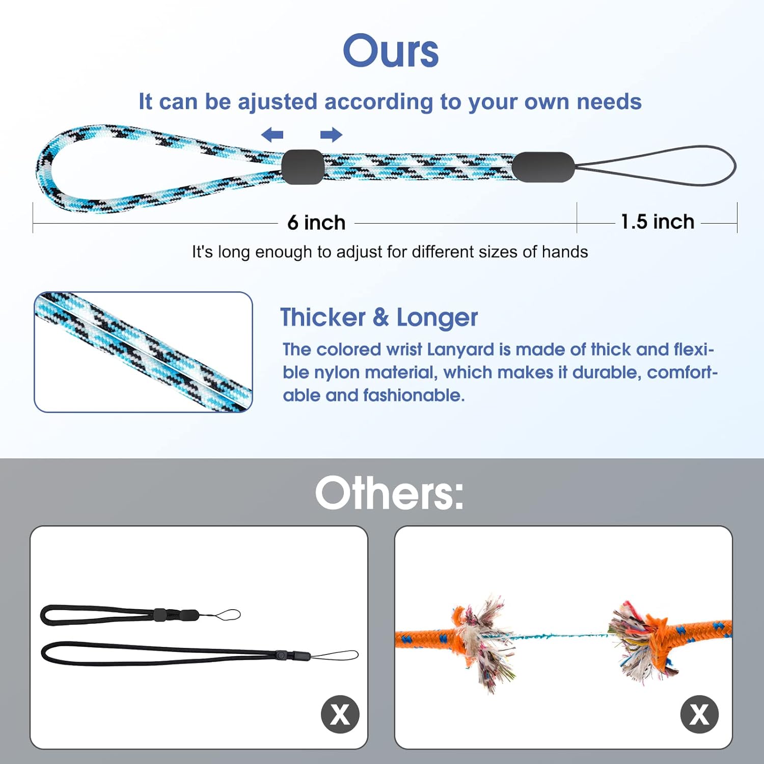 Adjustable Hand Wrist Strap Lanyard Set for Mobile, Camera, ID Badge & More Pack of 8 in