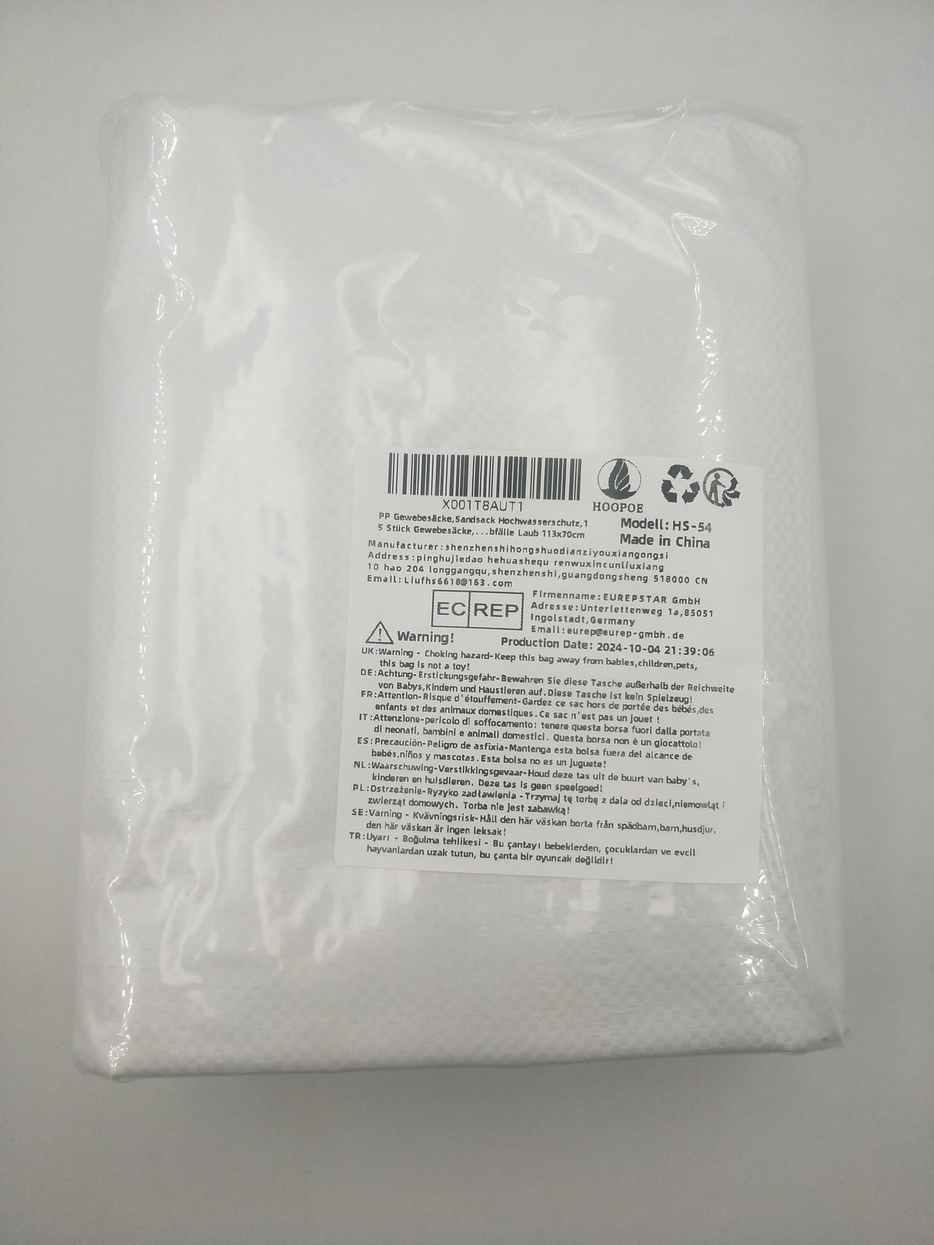Sacos Escombros,Saco Rafia,15 Piezas Sacos para Escombros,Saco Tierra Jardin Bolsas de Basura para Escombros Bolsas Tejidas De Color Blanco 70x113cm