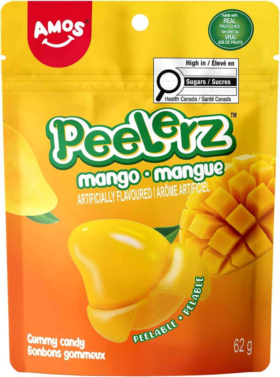 Peelerz Mango Gummy Candy, Peeleble Gummy Mango Peeling Candy, Valentine's Day Gift Candy Resealable 2.19oz Bag