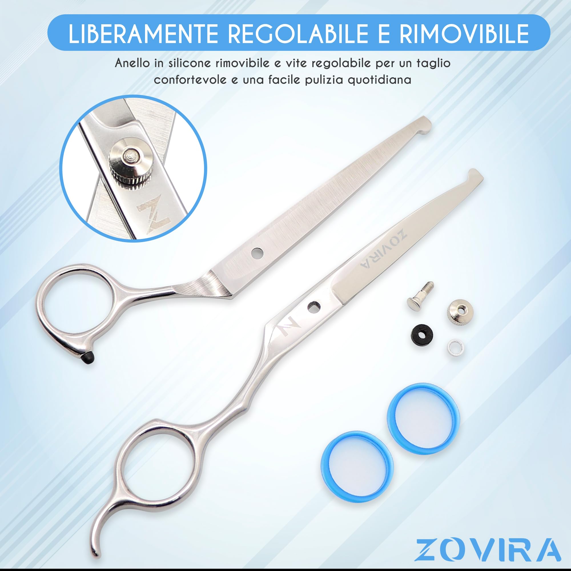 Zovira Forbici per toelettatura cani da 6,5'' forbici professionali per animali domestici, forbici curve per toelettatura cani per uso domestico (forbici singole) (Single, 6,5)