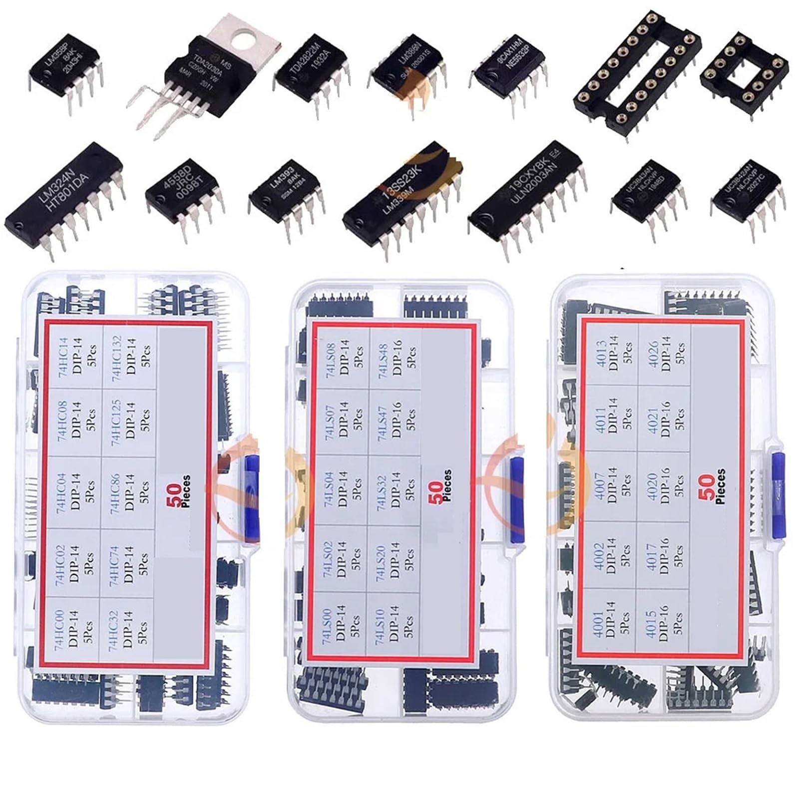 Assortimento di chip for circuiti integrati IC serie 74HCXX 74LSXX CD4000 Set di prese logiche comuni(ICL7660-DS1302)