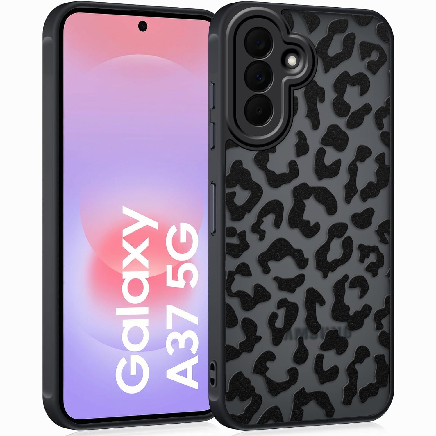 Coqinen Handyhülle für Xiaomi Redmi Note 14 Pro 5G Hülle, Matt Transluzente Case mit Stilvolle Leopard Muster, Silikon Aesthetic Schutzhülle mit Kratzfeste PC Rückseite + TPU Bumper - Schwarz