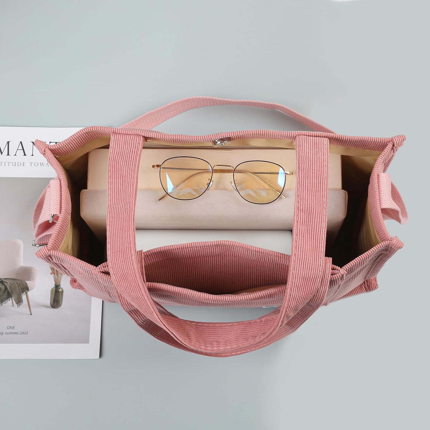 Valleycomfy Corduroy Tote Bag for Women Travel Crossbody Bag Purse Women Shoulder Bags Work Handbags Everyday Hobo Bag - Image 9