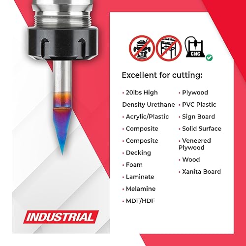 Miniatura 3 de Amana Tool AMS-188-K 4-Pc CNC de carburo sólido Spektra Extreme Tool Life Coated SignmakingEngraving CNC Router Bit Pack 14 Inch Shank
