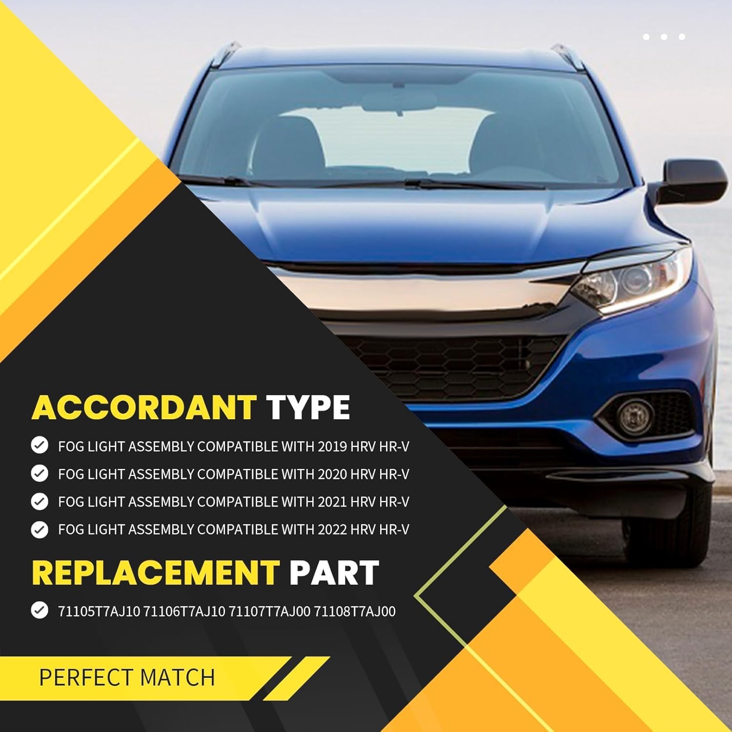 Pair Fog Light Assembly Compatible with HRV HR-V 2019 2020 2021 2022 Left and Right Side Halogen Lamp w/Covers + Switch Harness 71108T7AJ00 71105T7AJ10