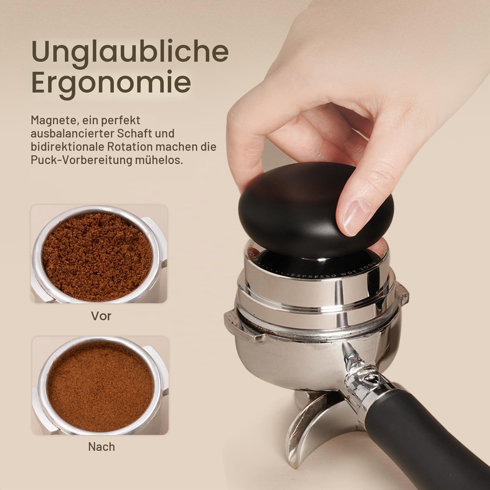 TIMEMORE Espresso Tamper-Set 58,4 mm mit WDT-Werkzeug, selbstnivellierendem Tamper und Gravity-Distributor für die professionelle Kaffeezubereitung - Metallausführung