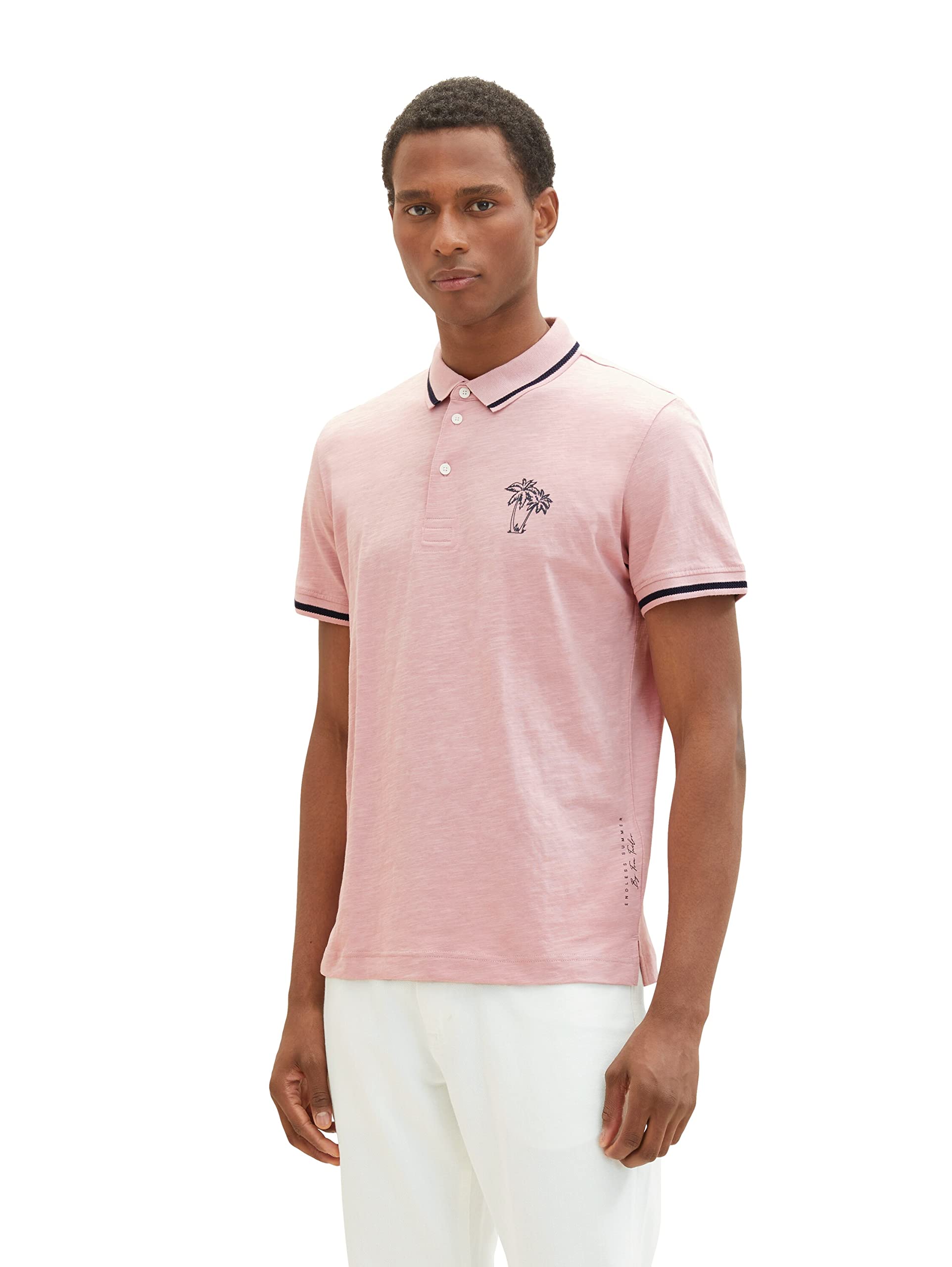 TOM TAILOR Herren Poloshirt mit Palmen-Print