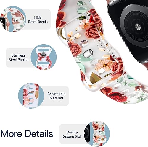 Miniatura 3 de Witzon - Bonitas correas transparentes compatibles con Apple Watch de 38 mm, 40 mm, 41 mm, 42 mm, 44 mm y 45 mm, correa deportiva de silicona suave