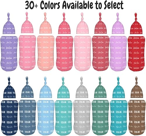 Miniatura 2 de WAJL POD Manta personalizada para bebé y gorro con diadema para niñas y niños con nombre, mantas de bebé personalizadas para niñas y niños con