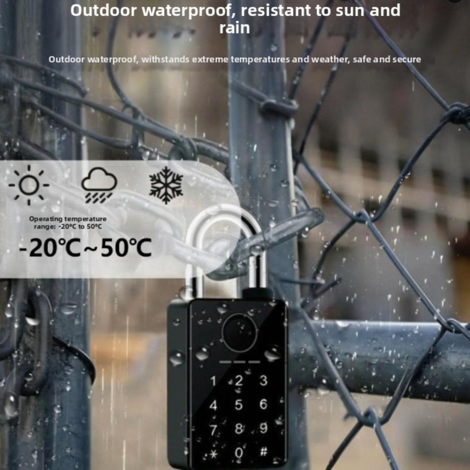 Candado electrónico de huellas dactilares para Tuya, cerradura impermeable IP67 con contraseña de tarjeta de llave remota de aplicación, aleación de zinc USB - salida recargable (7 mm)