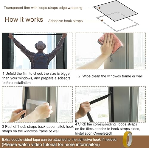 Miniatura 4 de Kit de aislamiento de ventana, película aislante de ventana resistente para calor y frío, aislamiento grueso de 39 x 48 pulgadas, fácil de abrir