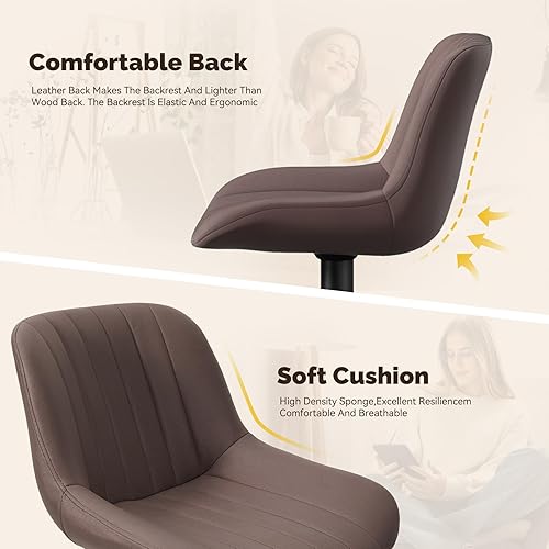 Miniatura 5 de Juego de 2 taburetes de bar, taburetes de bar giratorios modernos y ajustables con respaldo, sillas de isla de tela de rendimiento de altura de